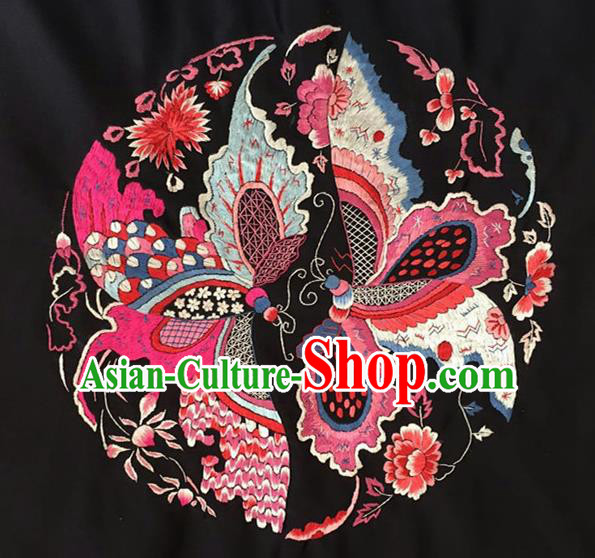 Asian Chinese Traditional Embroidered Butterfly Silk Patches Handmade Embroidery Craft
