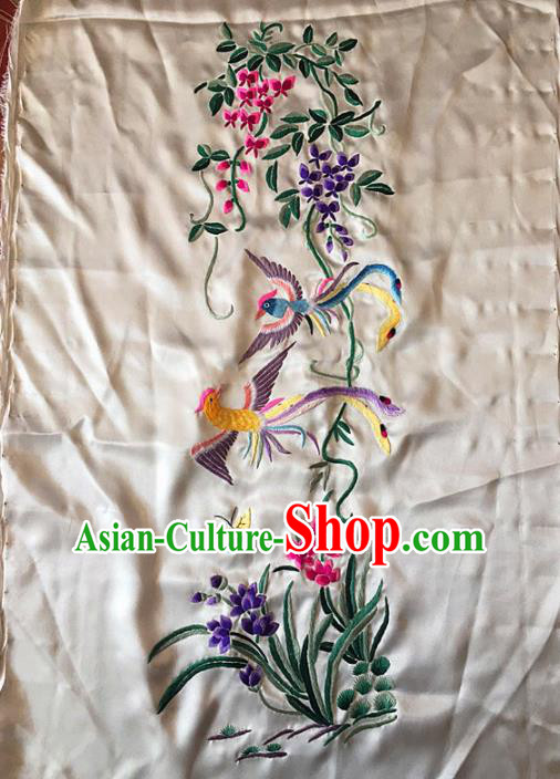 Chinese Traditional Embroidered Orchid Silk Patches Handmade Embroidery Craft