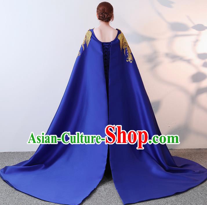 Chinese Traditional Costumes Elegant Royalblue Full Dress Qipao Dress for Women