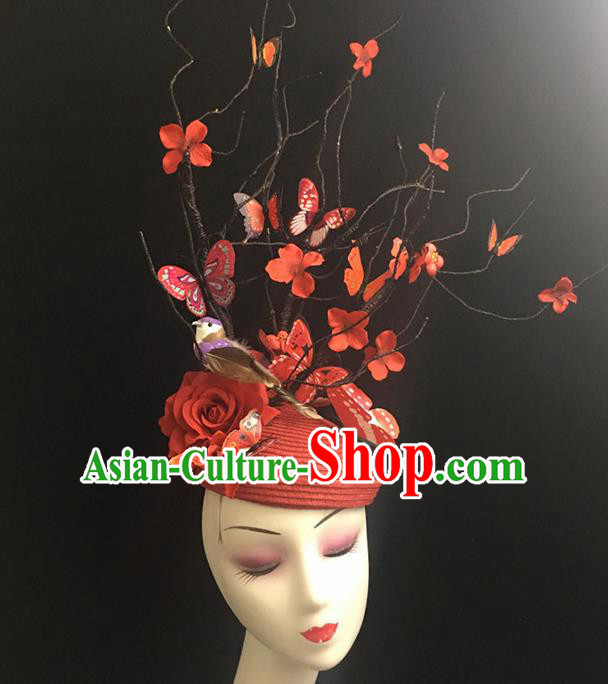 Top Halloween Catwalks Hair Accessories Stage Show Red Giant Top Hat Headdress for Women