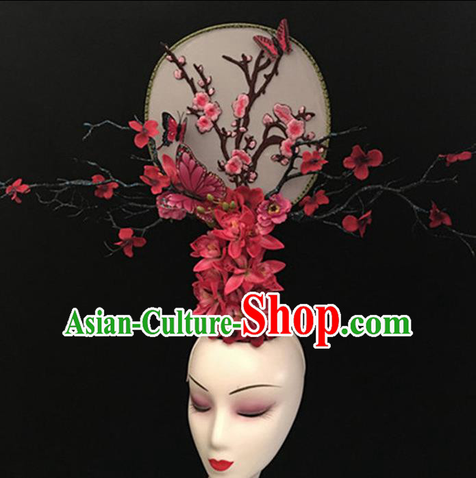 Top Halloween Giant Hair Accessories Chinese Traditional Catwalks Plum Blossom Headpiece for Women