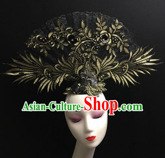 Top Halloween Stage Show Giant Hair Accessories Chinese Traditional Catwalks Headpiece for Women