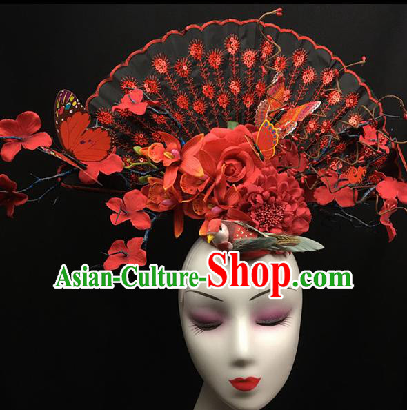 Top Halloween Giant Hair Accessories Stage Show Chinese Traditional Palace Catwalks Headpiece for Women