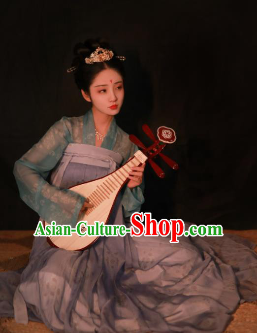 Traditional Chinese Tang Dynasty Princess Hanfu Dress Ancient Peri Silk Historical Costumes Complete Set