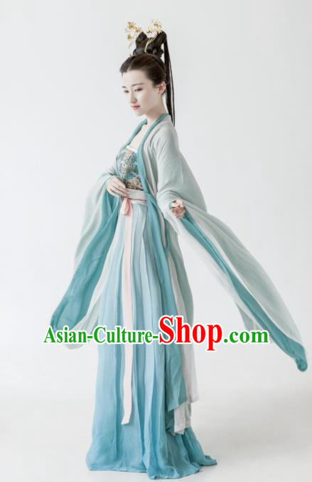 Traditional Chinese Ancient Peri Princess Hanfu Dress Tang Dynasty Palace Lady Silk Historical Costumes Complete Set