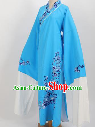 Professional Chinese Traditional Beijing Opera Niche Blue Robe Ancient Scholar Costume for Men