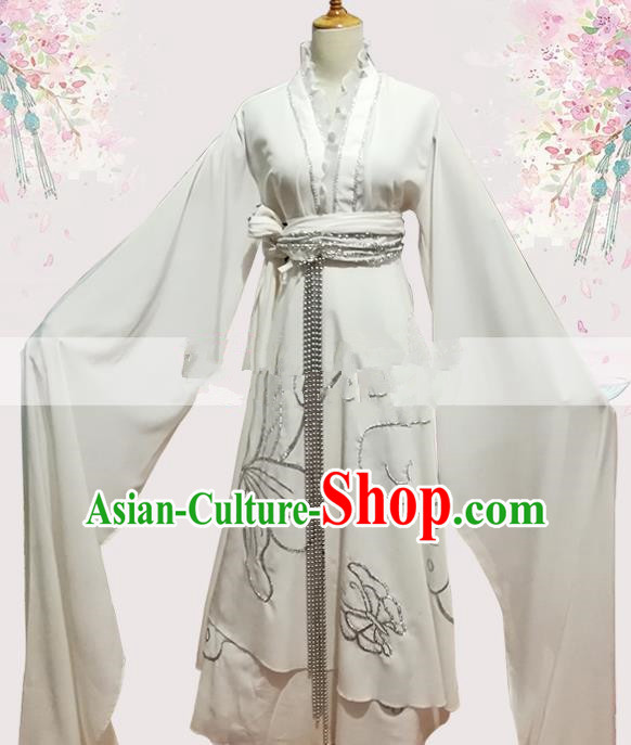 Professional Chinese Traditional Beijing Opera White Dress Ancient Widow Costume for Women