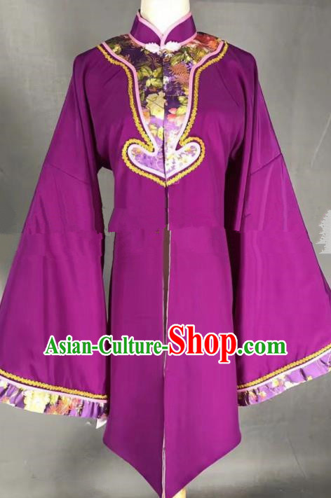 Chinese Traditional Peking Opera Old Female Purple Dress Ancient Dowager Countess Costume for Women