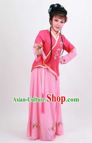 Professional Chinese Traditional Beijing Opera Maidservants Rosy Dress Ancient Young Lady Costume for Women