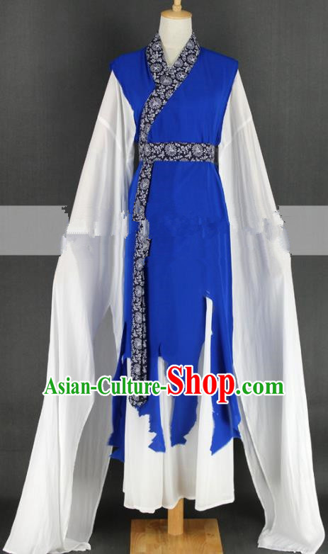 Chinese Traditional Peking Opera Country Lady Blue Dress Ancient Farmwife Costume for Women