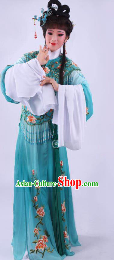 Chinese Traditional Peking Opera Actress Hua Tan Green Dress Ancient Rich Lady Costume for Women