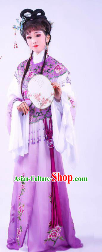 Chinese Traditional Peking Opera Actress Hua Tan Purple Dress Ancient Rich Lady Costume for Women