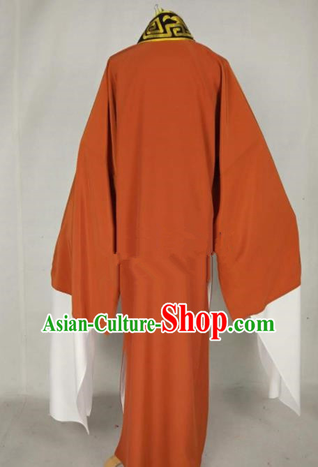 Chinese Traditional Beijing Opera Niche Orange Robe Ancient Scholar Costume for Men