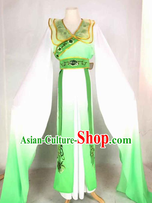Chinese Traditional Peking Opera Actress Green Dress Ancient Peri Costume for Women