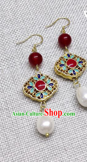 Chinese Traditional Hanfu Cloisonne Earrings Ancient Princess Ear Accessories for Women