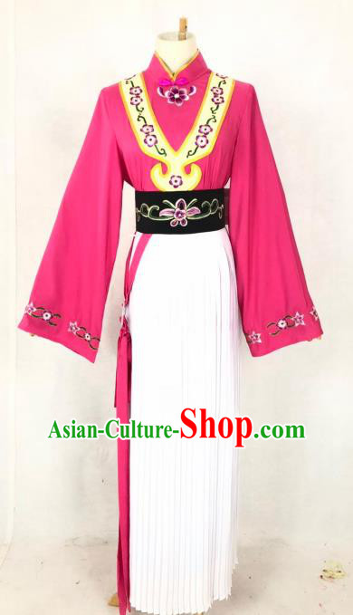 Chinese Traditional Peking Opera Servant Girl Rosy Dress Ancient Maidservant Costume for Women