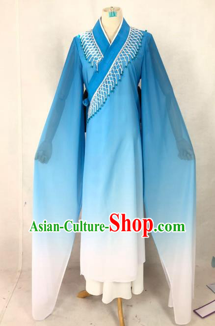 Chinese Traditional Peking Opera Actress Blue Dress Ancient Madam White Snake Costume for Women
