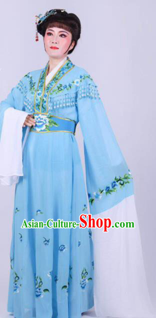 Chinese Traditional Peking Opera Actress Rich Lady Blue Dress Ancient Royal Princess Costume for Women