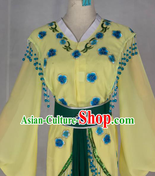 Chinese Traditional Peking Opera Actress Young Lady Yellow Dress Ancient Maidservant Costume for Women