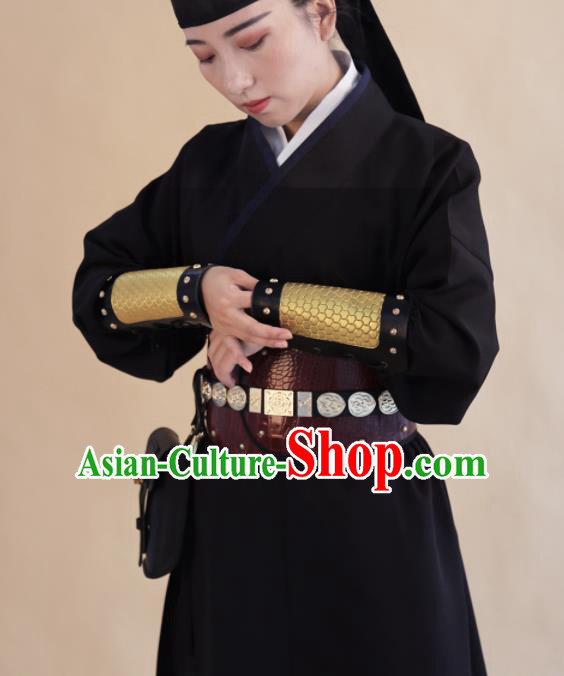Chinese Traditional Hanfu Belts Ancient Ming Dynasty Swordsman Red Leather Waistband for Men