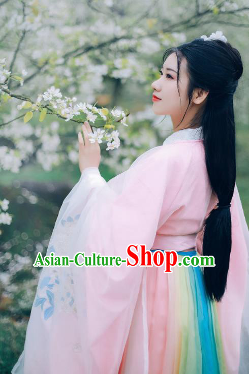 Asian Chinese Jin Dynasty Royal Princess Hanfu Dress Traditional Ancient Goddess Court Lady Costumes for Women