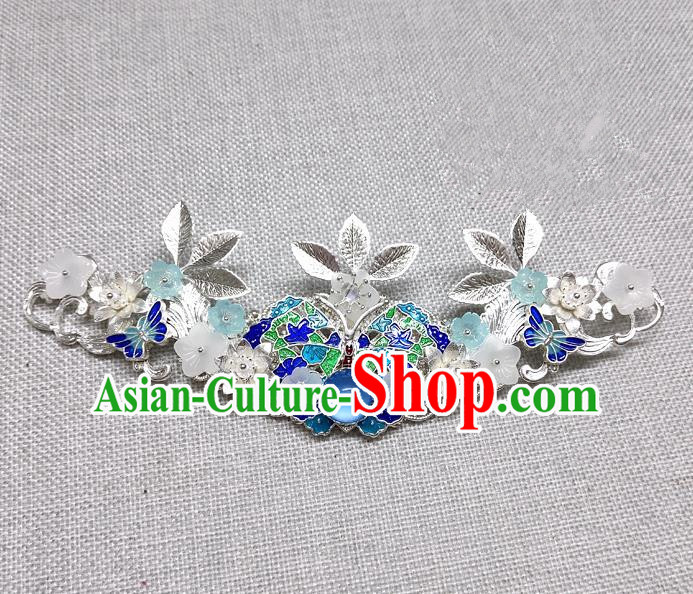 Chinese Traditional Hair Accessories Hanfu Hairpins Ancient Princess Blue Butterfly Hair Crown for Women