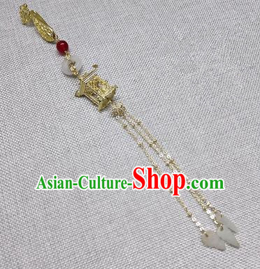 Chinese Traditional Hanfu Palace Golden Tassel Brooch Accessories Ancient Qing Dynasty Queen Breastpin Pendant for Women