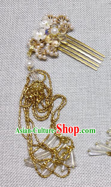 Chinese Ancient Princess Golden Pine Hair Comb Traditional Hair Accessories Hanfu Hairpins for Women