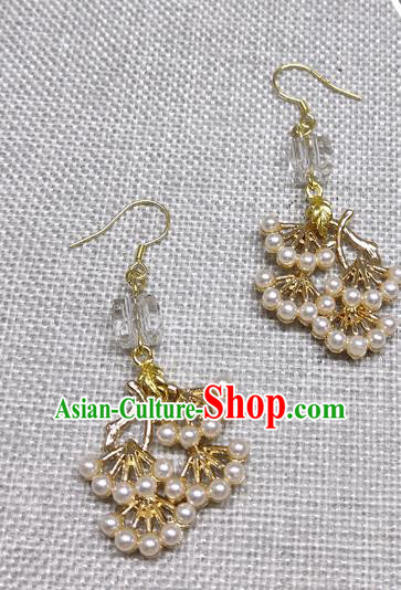 Chinese Traditional Hanfu Golden Pine Earrings Ancient Princess Ear Accessories for Women