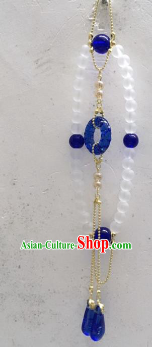 Chinese Traditional Palace Hanfu Royalblue Grass Brooch Accessories Ancient Qing Dynasty Queen Breastpin Pendant for Women