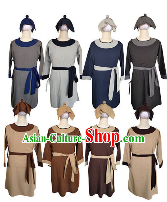 Ancient Chinese Male Servant Costumes Poor People Clothes Costume Farmer Costumes Chinese Civilian Costumes for Men