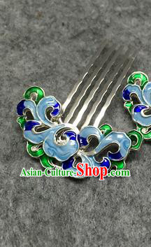 Chinese Ancient Palace Princess Blue Hair Comb Traditional Hair Accessories Hanfu Hairpins for Women