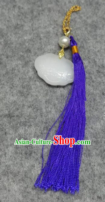 Chinese Traditional Hanfu Accessories Brooch Longevity Lock Purple Tassel Pendant Ancient Qing Dynasty Queen Breastpin for Women