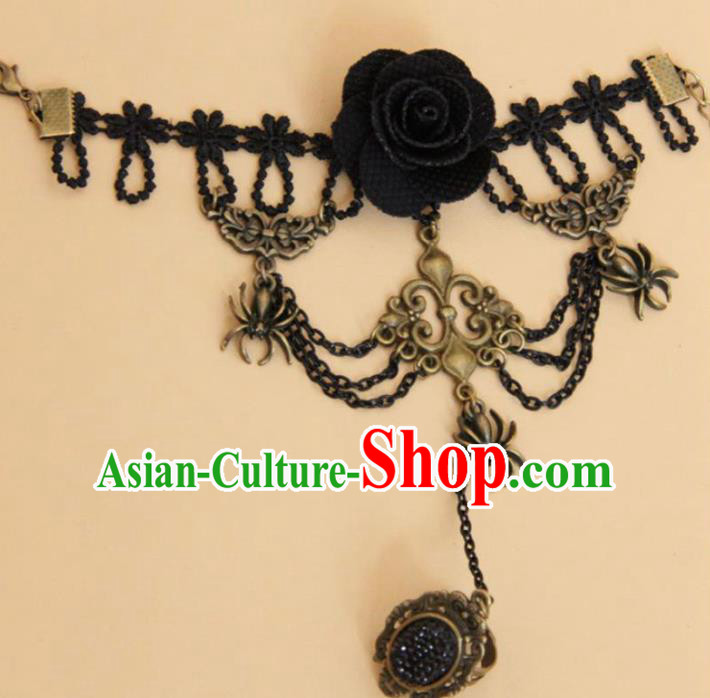 Top Grade Handmade Halloween Cosplay Bangle Fancy Ball Black Rose Bracelet Accessories for Women