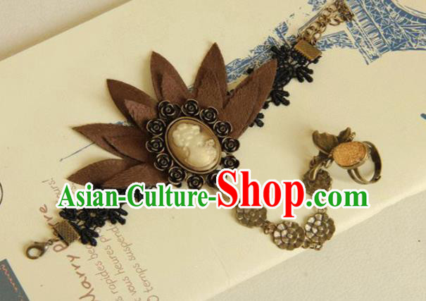Top Grade Handmade Halloween Cosplay Gothic Lily Flower Bracelet Fancy Ball Bangle Accessories for Women