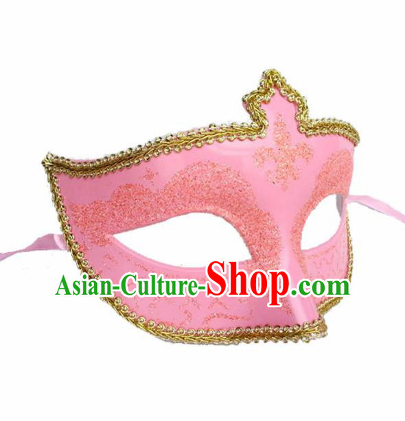 Handmade Halloween Cosplay Venice Carnival Pink Mask Fancy Ball Stage Show Face Masks Accessories for Women