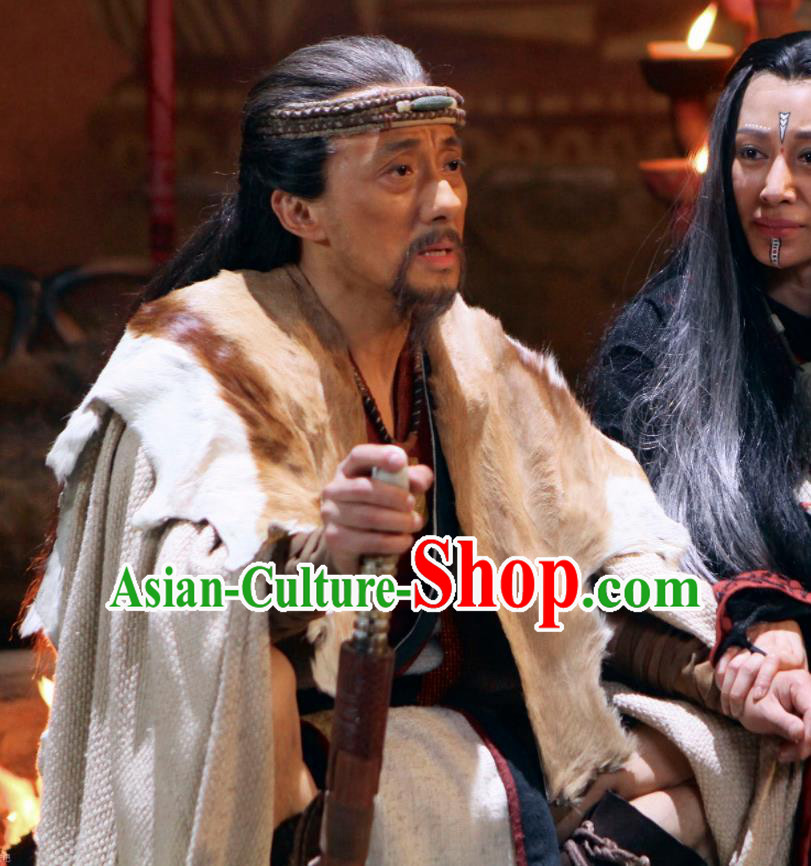 Chinese Ancient Mythology God Shennong Shi Emperor Red Yandi Costumes Complete Set