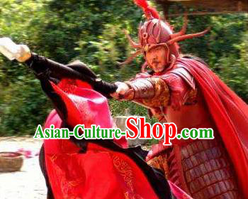 Chinese Ancient Mythology Fire God Zhu Rong Chongli Red Costumes Complete Set
