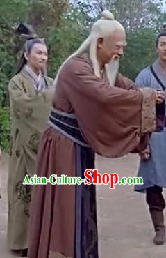 Chinese Ancient Spring and Autumn Period Civilian Philosopher Laozi Writer Lao Tzu Costumes Complete Set