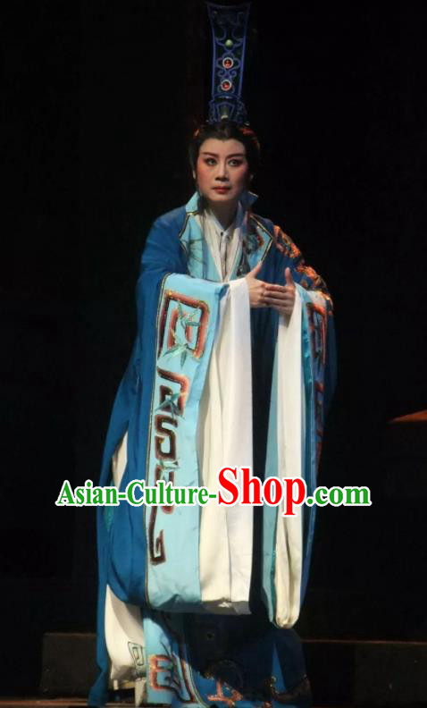 Chinese Ancient Warring States Period Minister Han Fei Blue Hanfu Clothing Philosopher Han Feizi Hanfu Costumes Complete Set