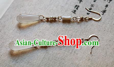 Chinese Traditional Hanfu Ceramics Ear Accessories Ancient Tang Dynasty Princess Earrings for Women