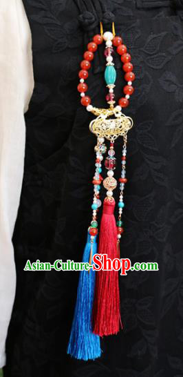 Chinese Ancient Ming Dynasty Imperial Consort Tassel Brooch Pendant Traditional Hanfu Court Accessories for Women