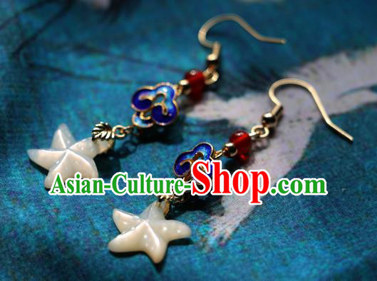 Chinese Traditional Hanfu Star Ear Accessories Ancient Qing Dynasty Princess Earrings for Women