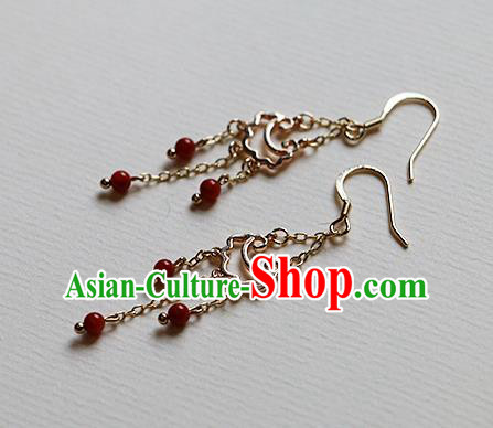 Chinese Traditional Hanfu Tassel Ear Accessories Ancient Tang Dynasty Princess Earrings for Women