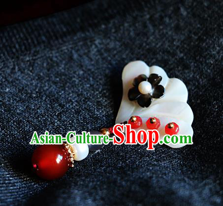 Chinese Qing Dynasty Shell Agate Brooch Pendant Traditional Hanfu Ancient Imperial Consort Accessories for Women