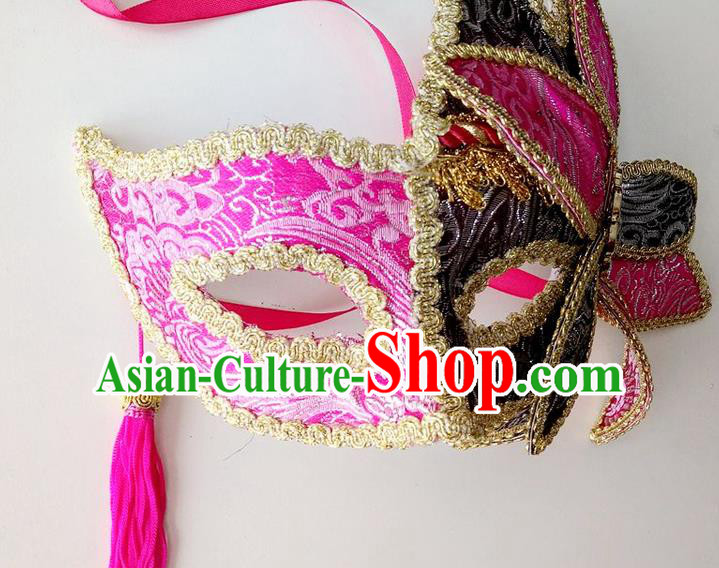 Handmade Halloween Venice Carnival Rosy Mask Fancy Ball Cosplay Stage Show Face Masks Accessories for Women