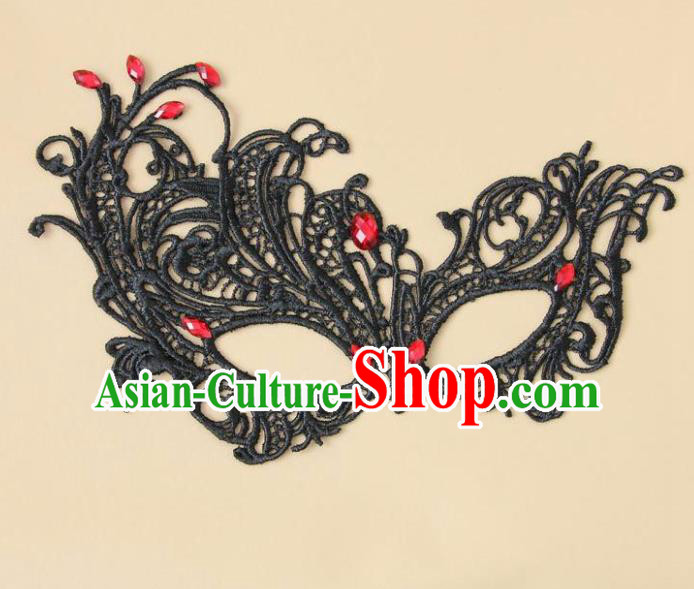 Handmade Venice Carnival Black Lace Mask Halloween Fancy Ball Cosplay Stage Show Face Masks Accessories for Women