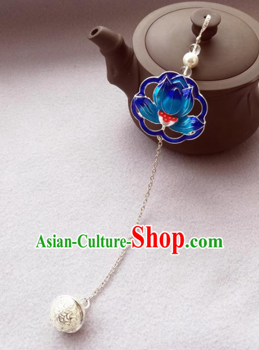 Chinese Traditional Hanfu Cloisonne Lotus Brooch Pendant Ancient Cheongsam Breastpin Accessories for Women