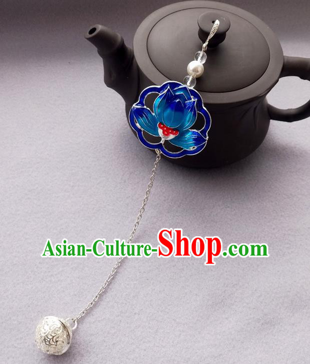 Chinese Traditional Hanfu Cloisonne Lotus Brooch Pendant Ancient Cheongsam Breastpin Accessories for Women