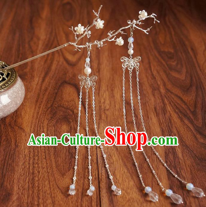 Chinese Ancient Song Dynasty Princess Branch Tassel Hairpins Traditional Hanfu Court Hair Accessories for Women